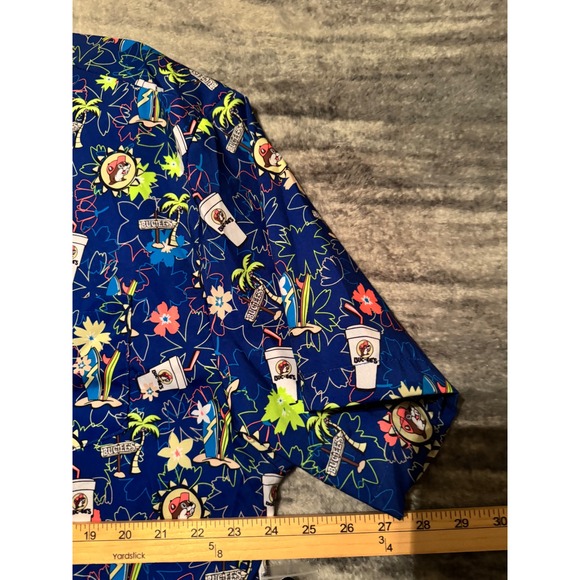 Buc-ee's Mens Tropical Camper Shirt Blue All Over Print Short Sleeve 2XL NEW - Picture 3 of 6